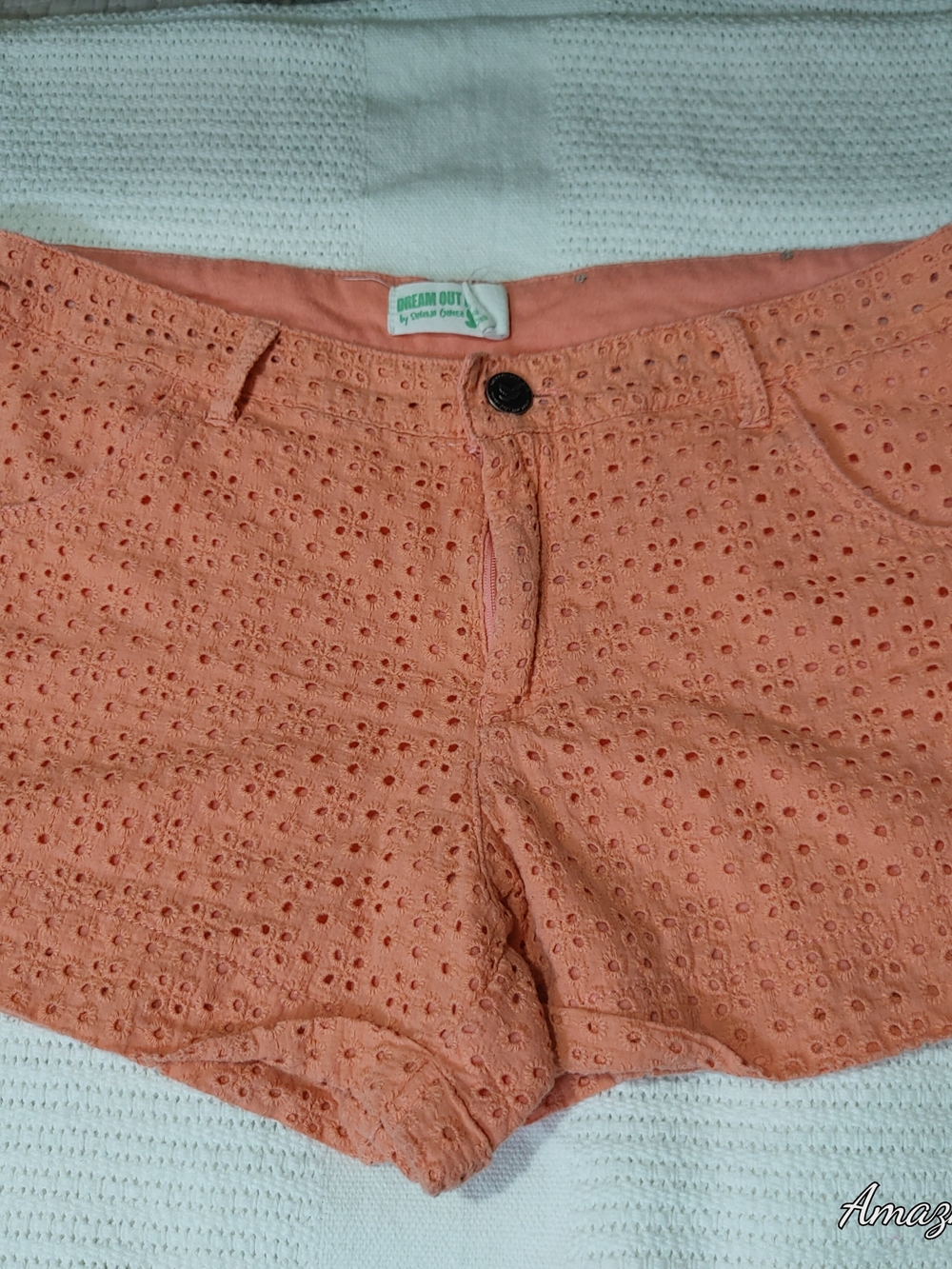 Dream Out Coral Eyelet High-Waist Shorts